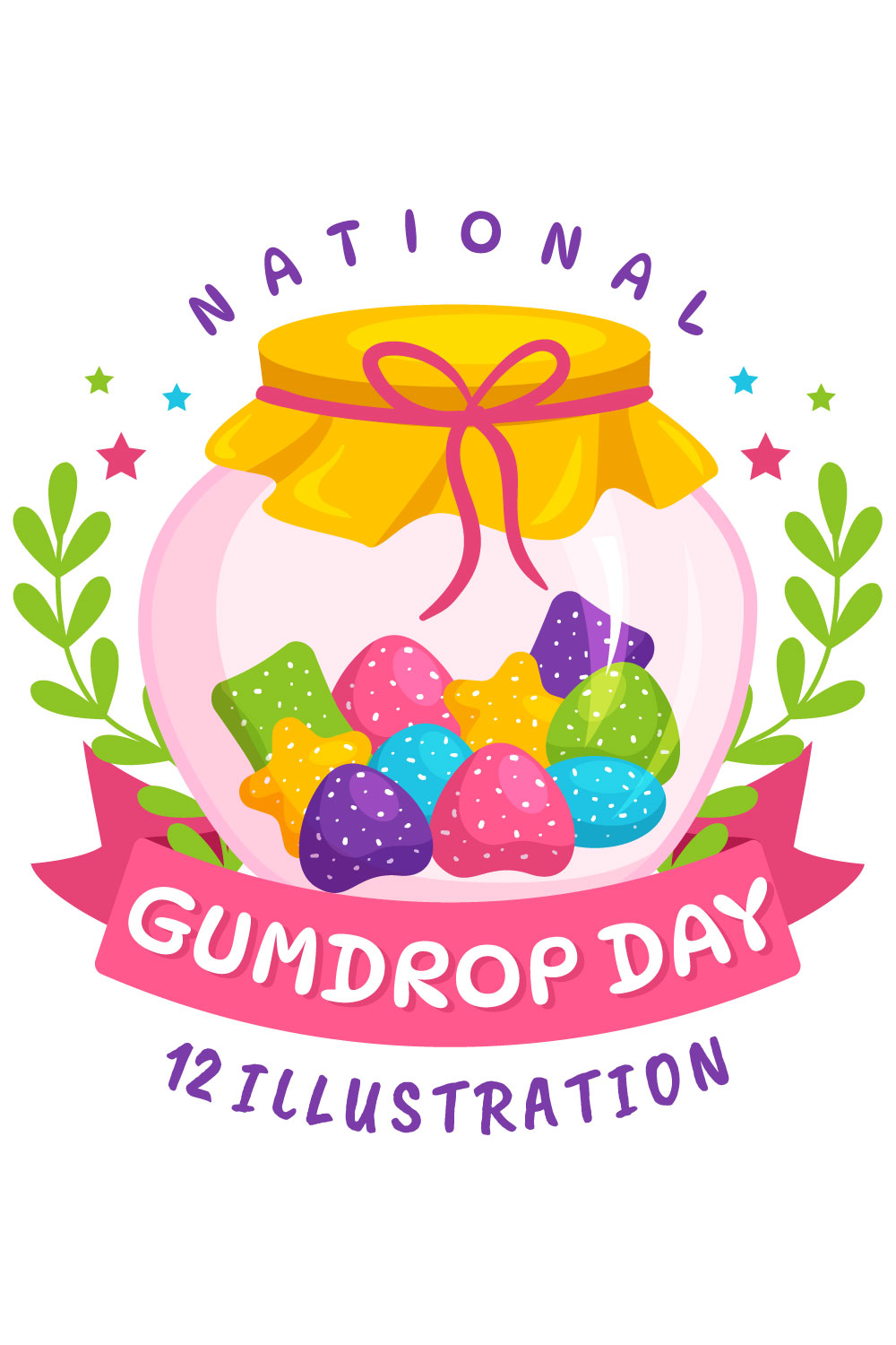 12 National Gumdrop Day Illustration pinterest preview image.