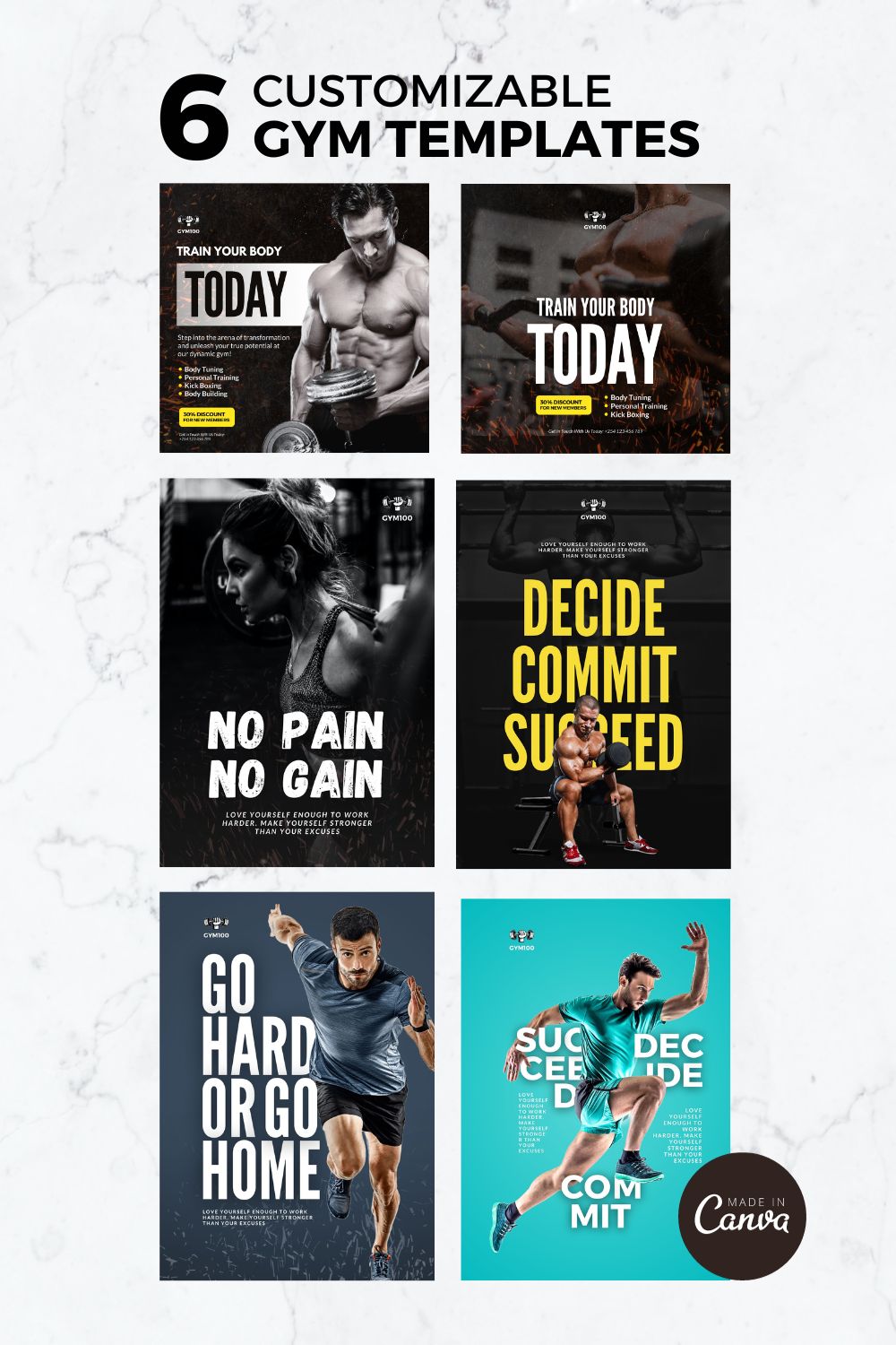 Gym Design Templates Design Bundle pinterest preview image.