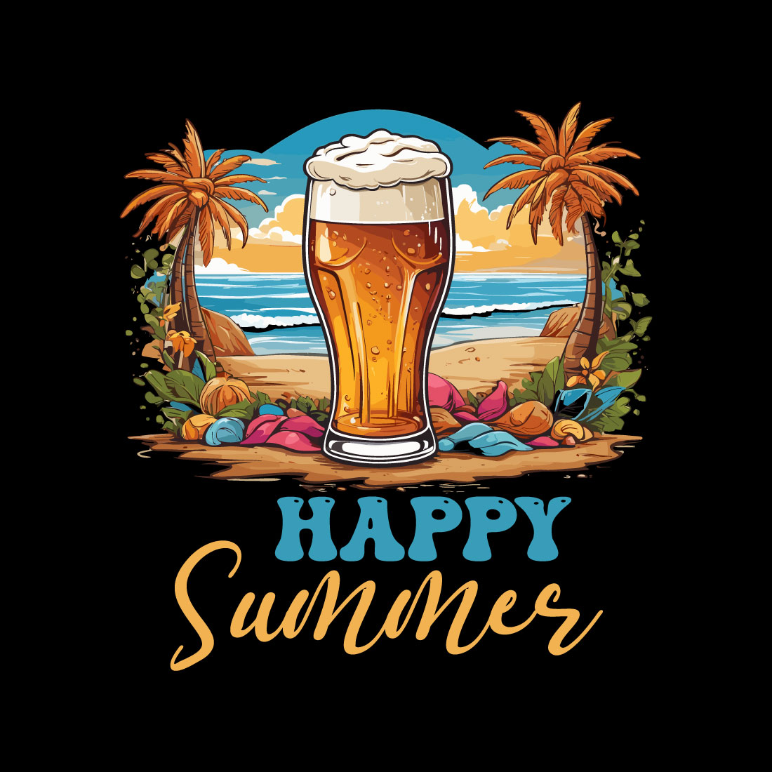 Summer Beer Beach T-shirt Design cover image.