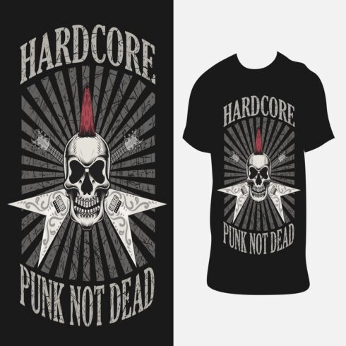 Hardcore punk skull with t-shirt design cover image.