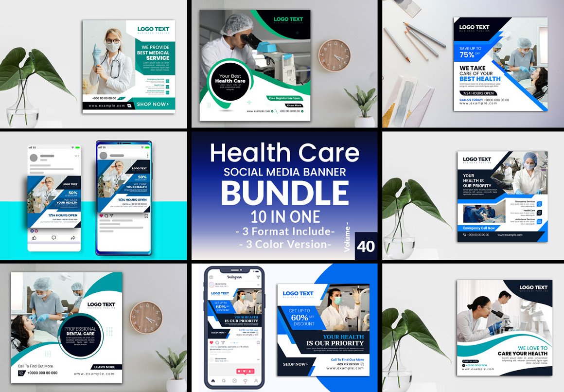 health banner template for social media post bundle vl 40 441