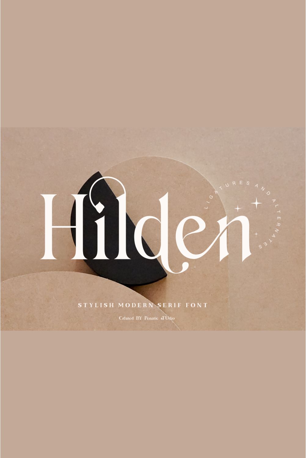 Hilden - stylish modern serif font pinterest preview image.