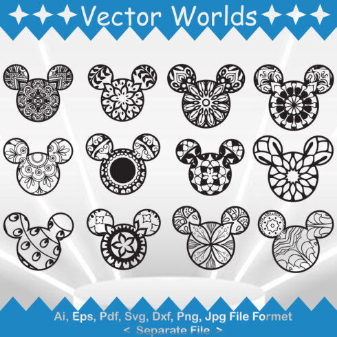 Mickey Mouse Ornament SVG Vector Design cover image.