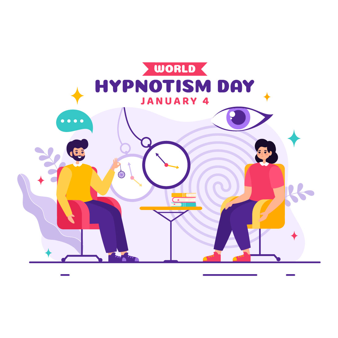 12 World Hypnotism Day Illustration preview image.