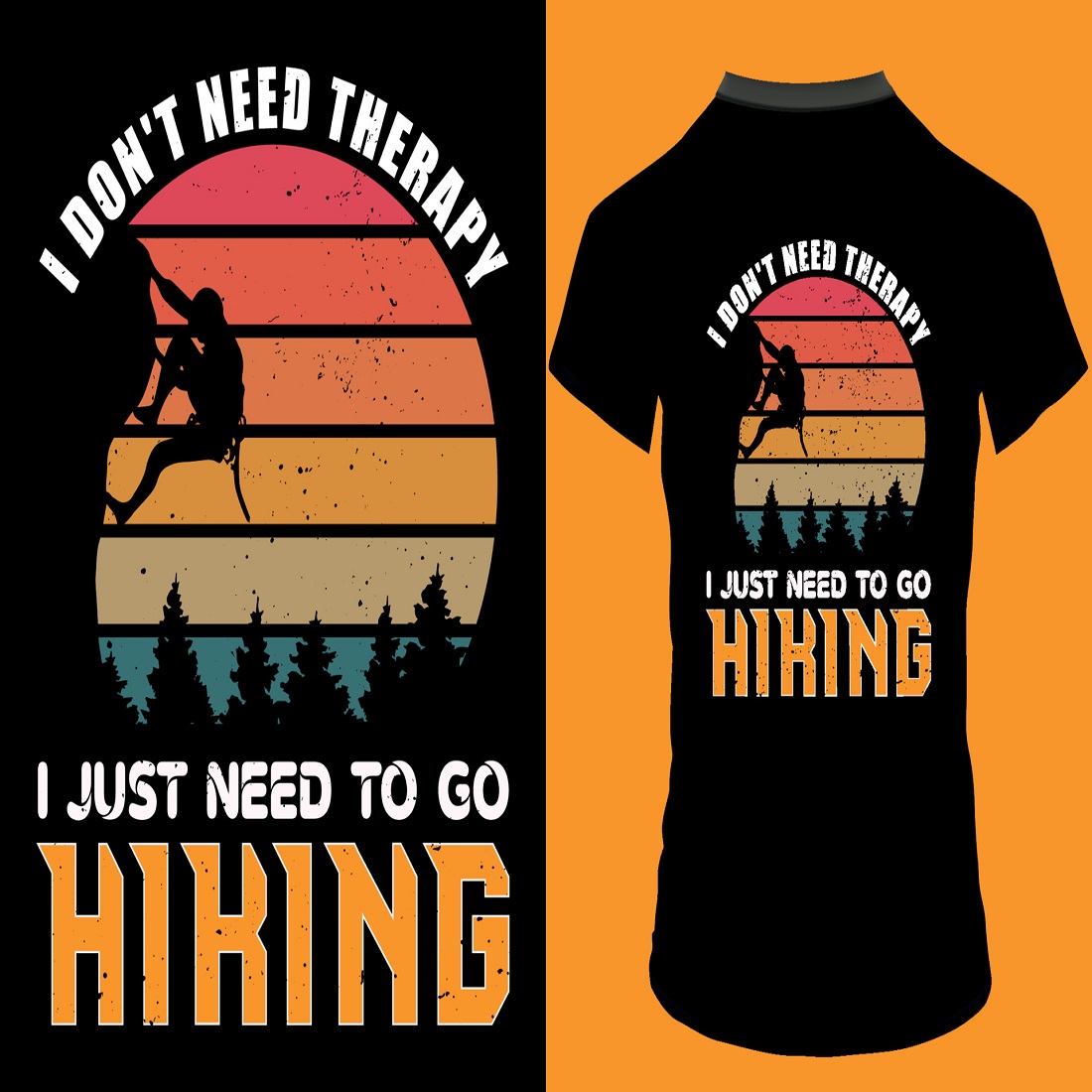 i dont need therapy i just need to go hiking quote retro 208