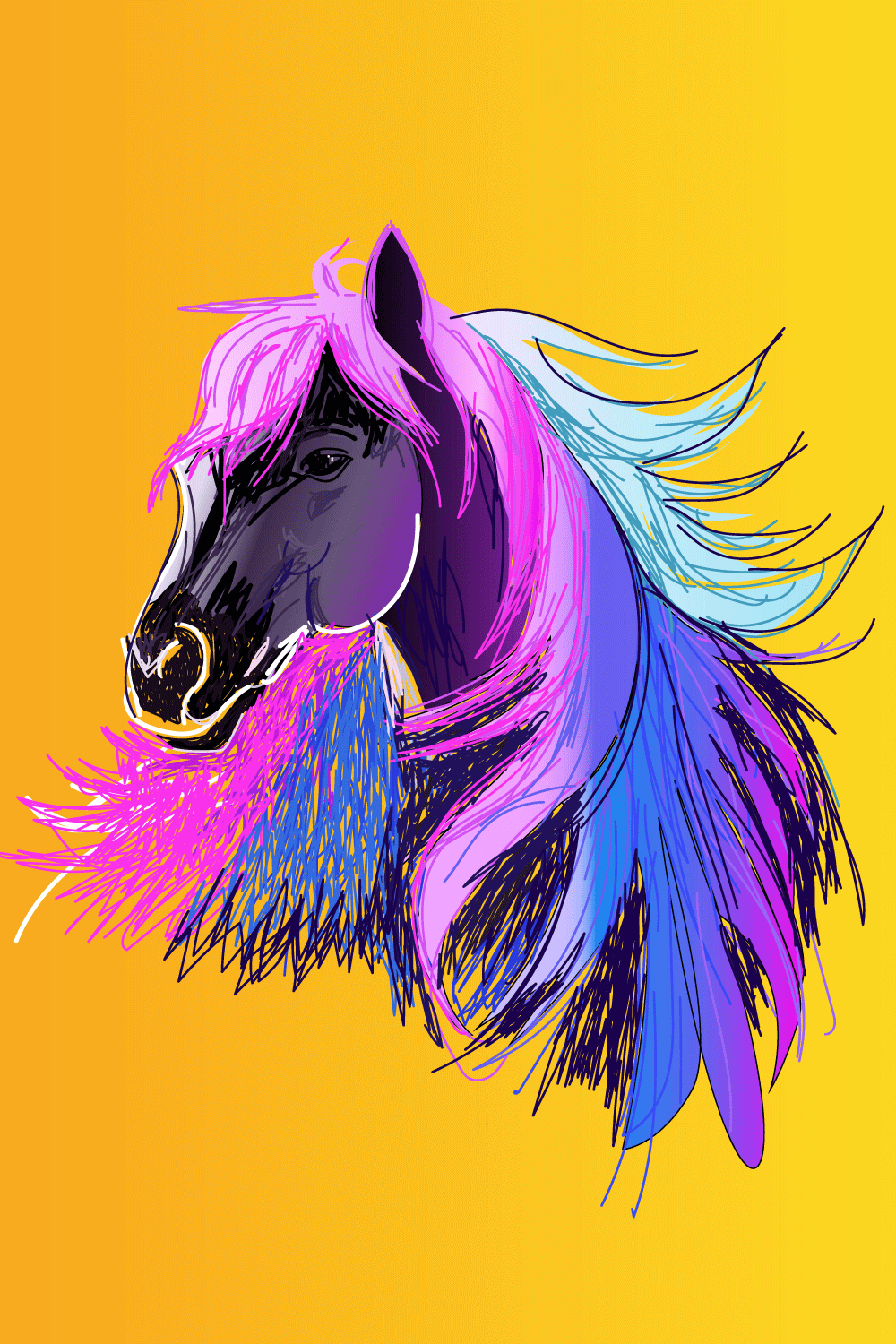 Colorful Horse Vector Design  pinterest preview image.