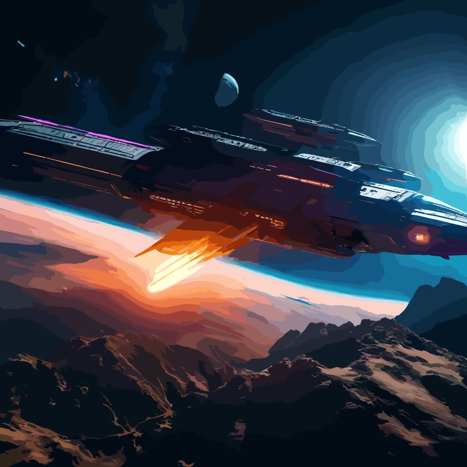 Warship Attacking A Planet pinterest preview image.