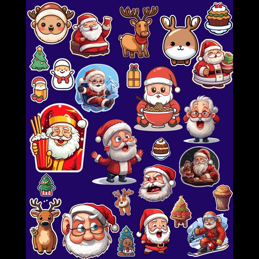 Christmas stickers bundle preview image.