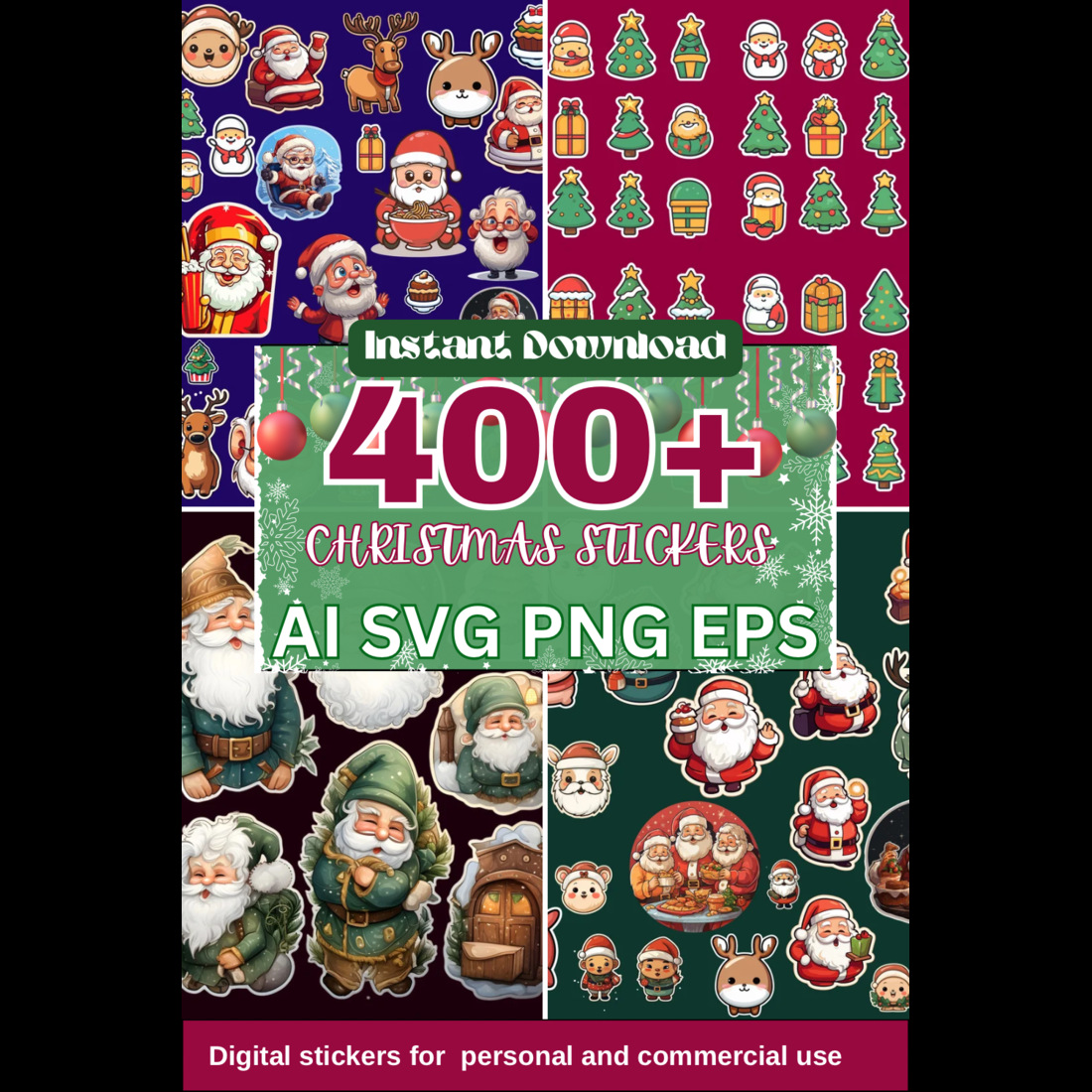 Christmas stickers bundle cover image.
