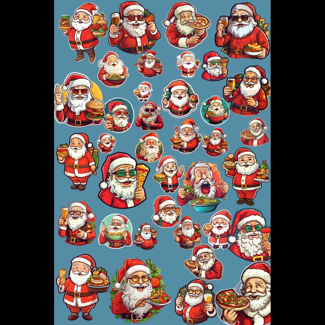 Foodie Santa sticker bundle preview image.