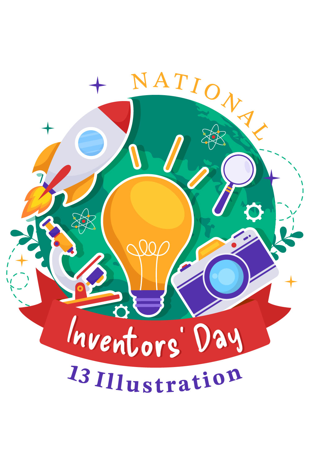 13 National Inventors Day Illustration pinterest preview image.