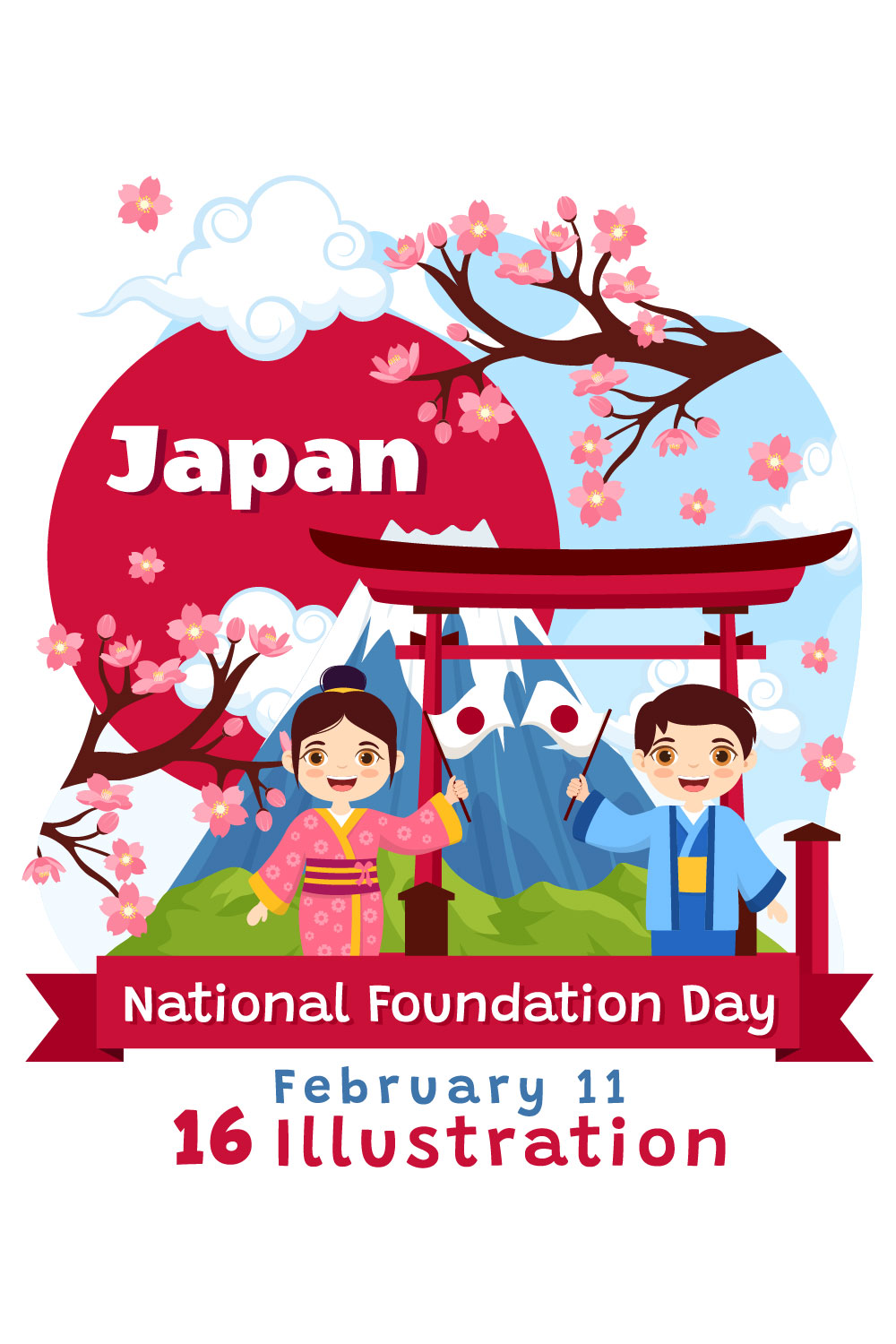 16 Japan National Foundation Day Illustration pinterest preview image.