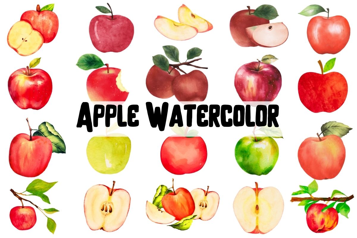 Watercolor Apple Clipart cover image.