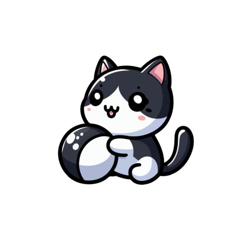 Cute kawaii cat character design vector illustration cover image.