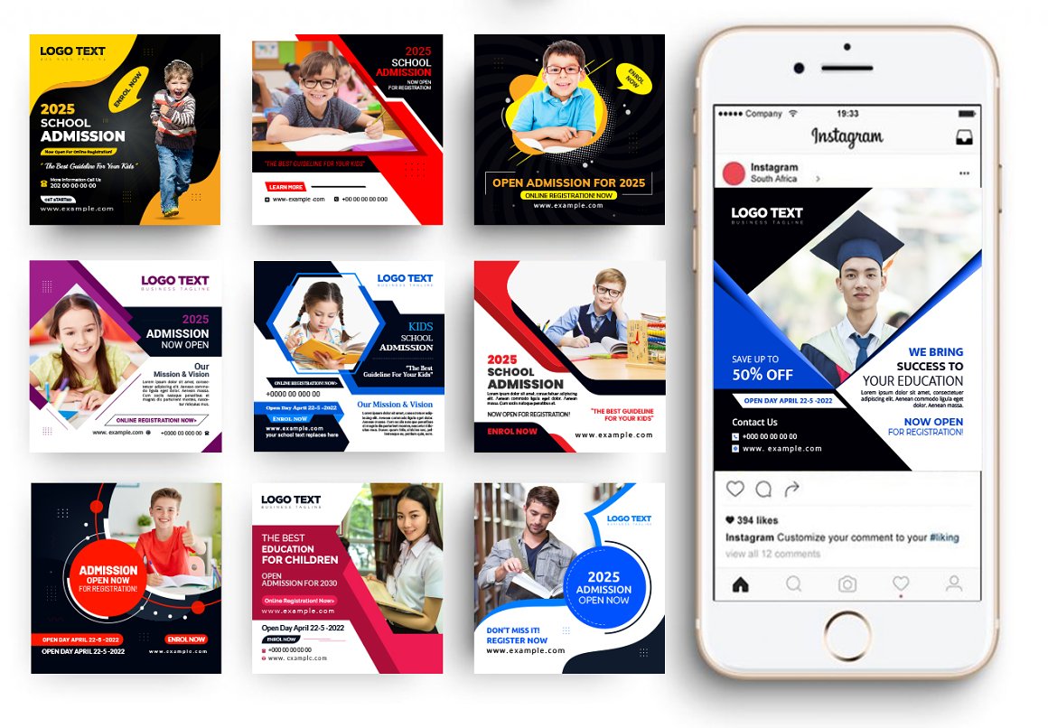 kids school admission social media banner bundle 986