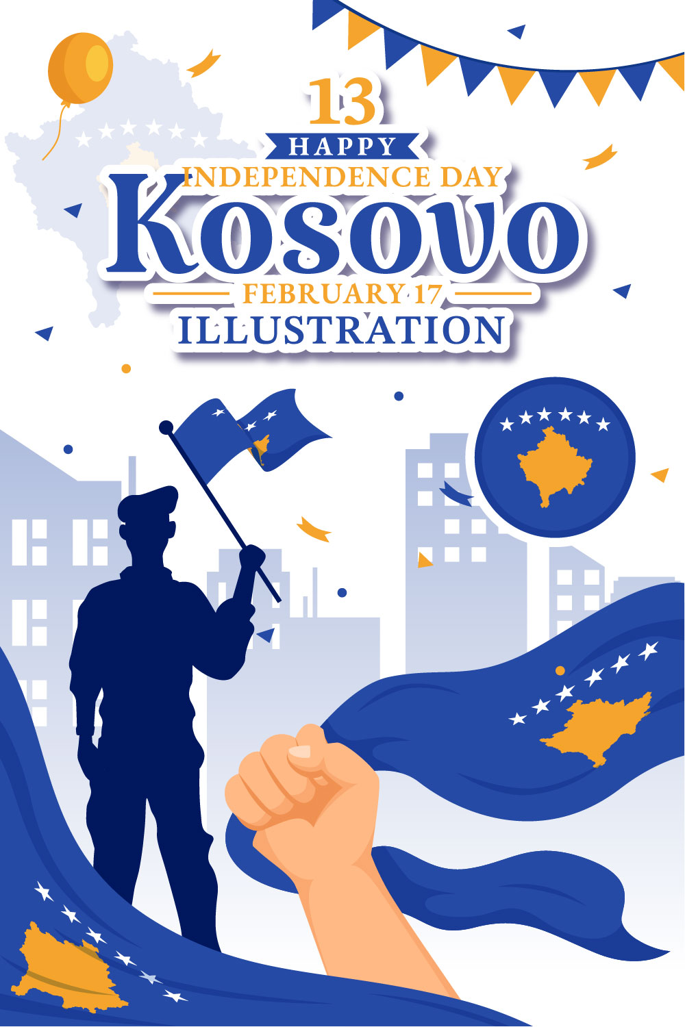 13 Kosovo Independence Day Illustration pinterest preview image.