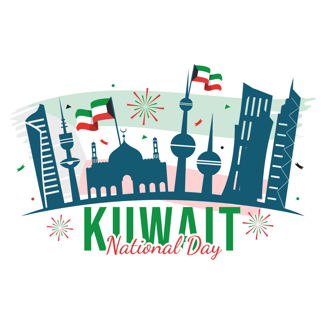 12 National Kuwait Day Illustration preview image.