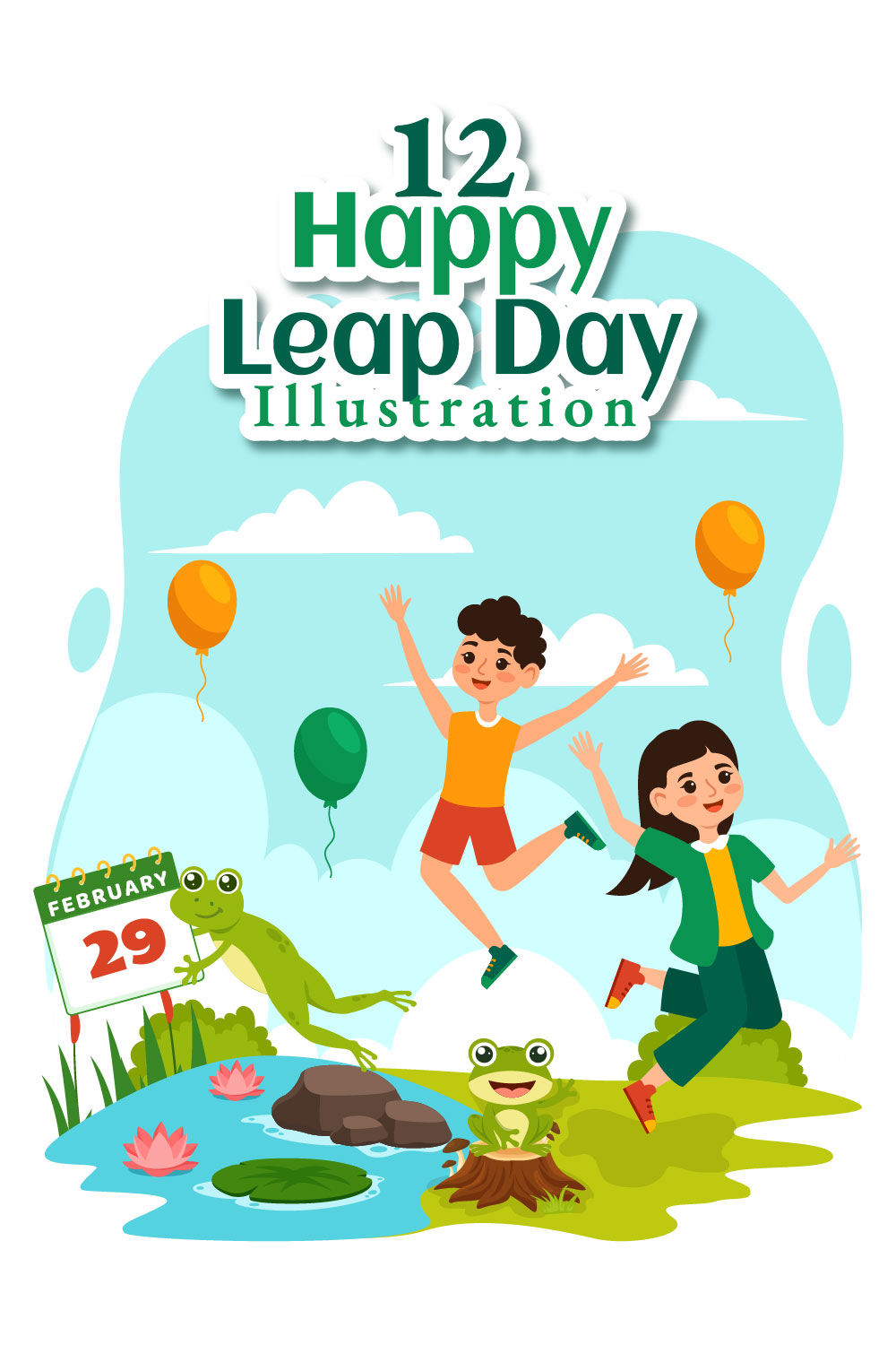 12 Happy Leap Day Illustration pinterest preview image.