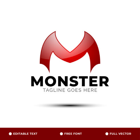Letter M Monster, Monogram Logo Design Template cover image.