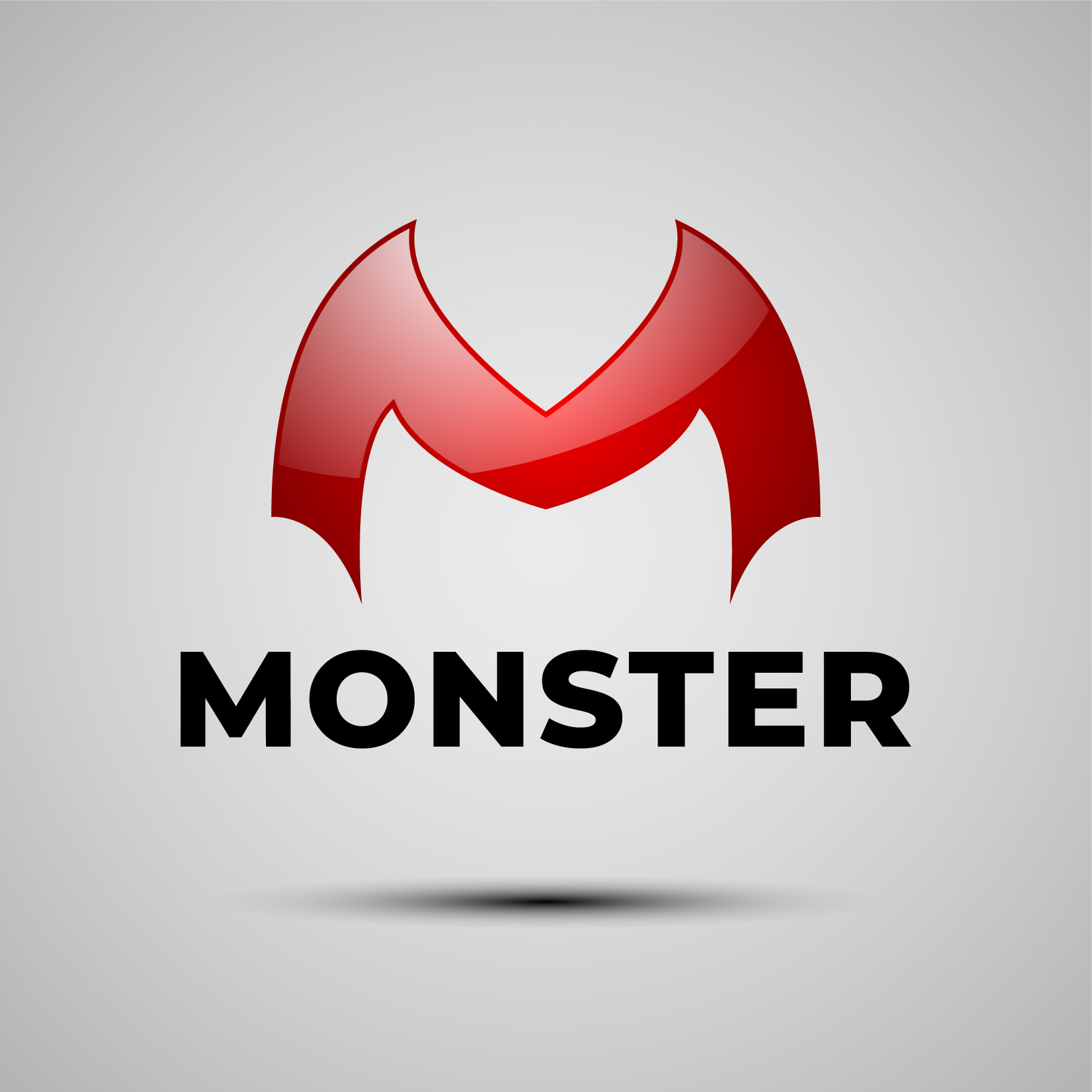 Letter M Monster, Monogram Logo Design Template preview image.