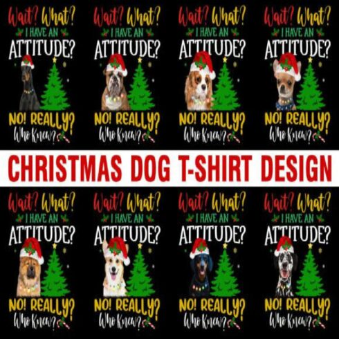Christmas Dog T-shirt Design Bundle cover image.