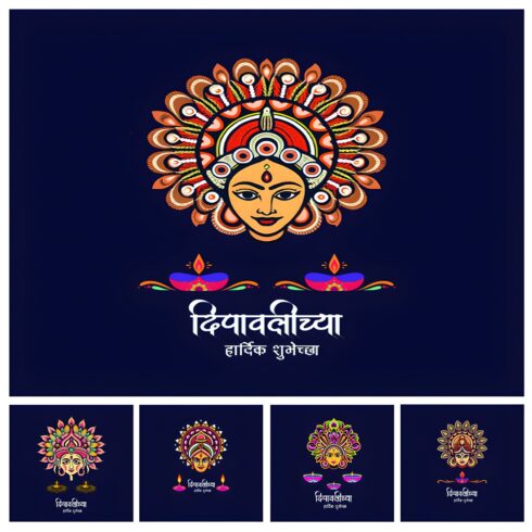 Shubh Diwali - Maa Laxmi Logo Design Template cover image.