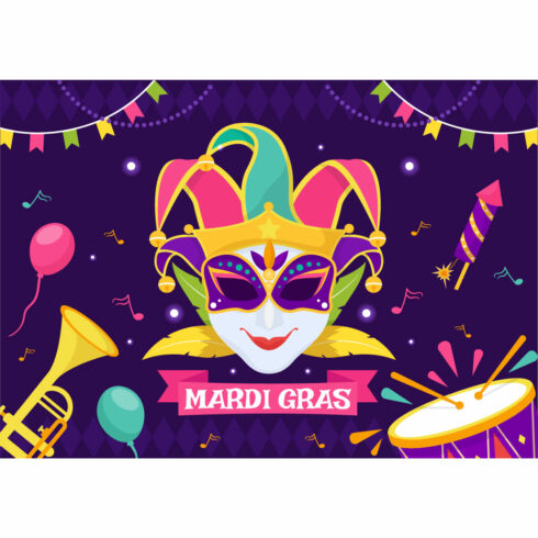 14 Mardi Gras Carnival Illustration cover image.