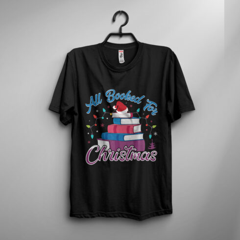 All Booked For Christmas T-shirt design cover image.
