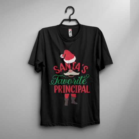 Santa's Favorite Principal T-shirt design cover image.