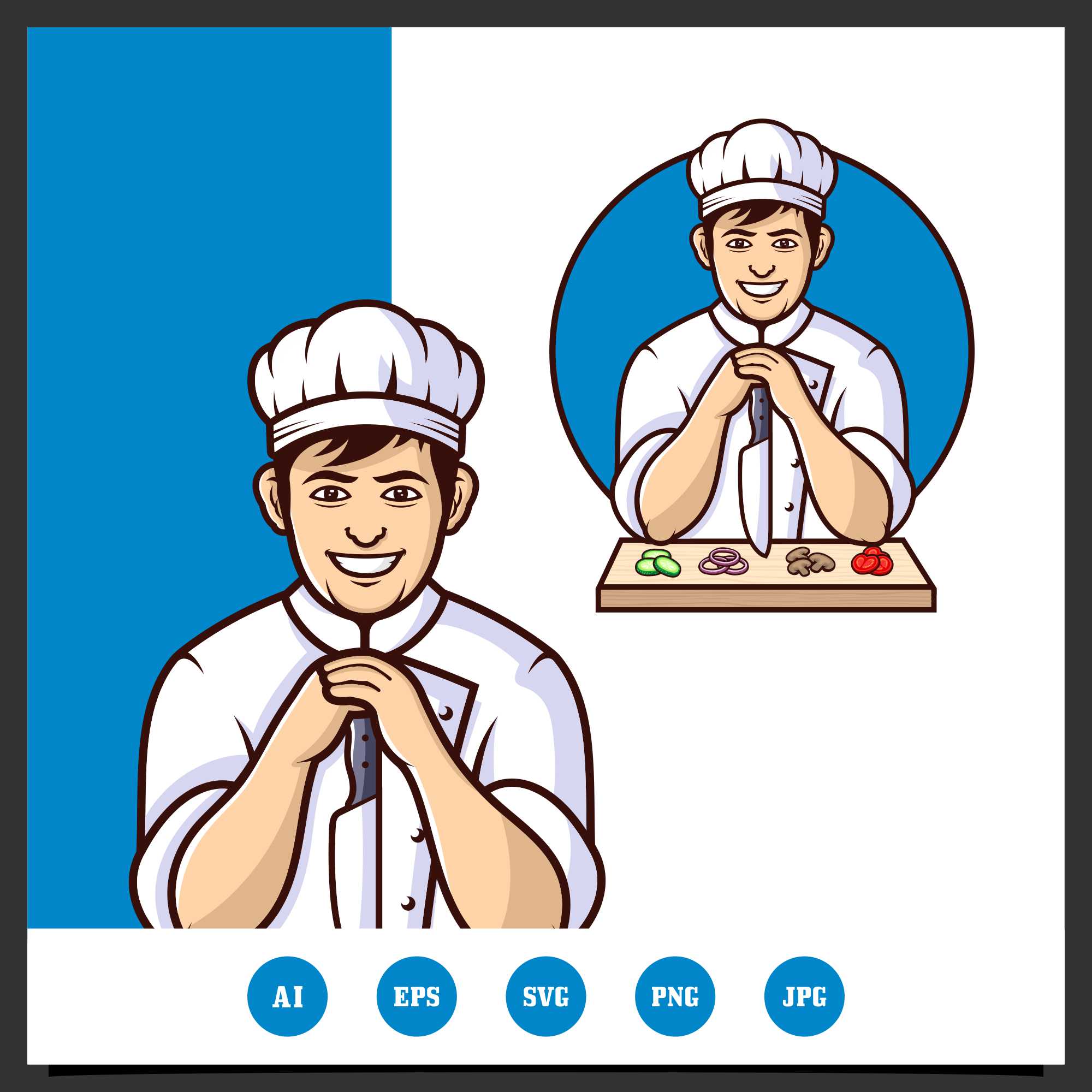 Master chef mascot vector logo design 10