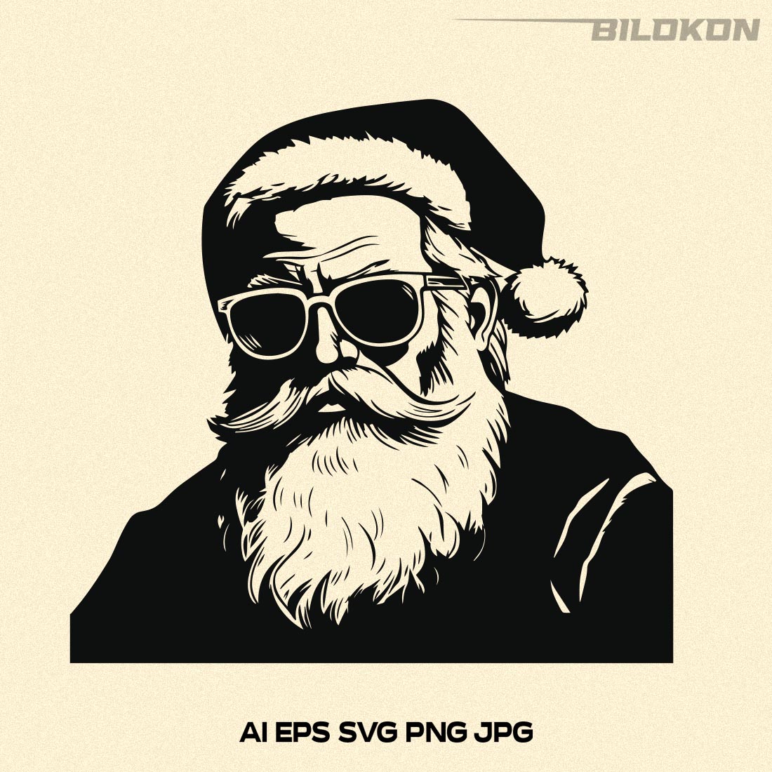Santa in a SunGlasses, Retro Santa Claus SVG Vector preview image.