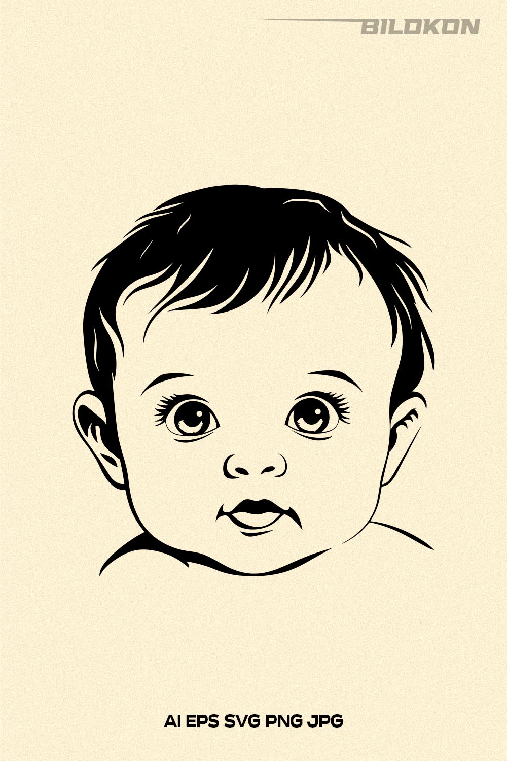 Baby head SVG, Cute baby face logo SVG Vector Design pinterest preview image.