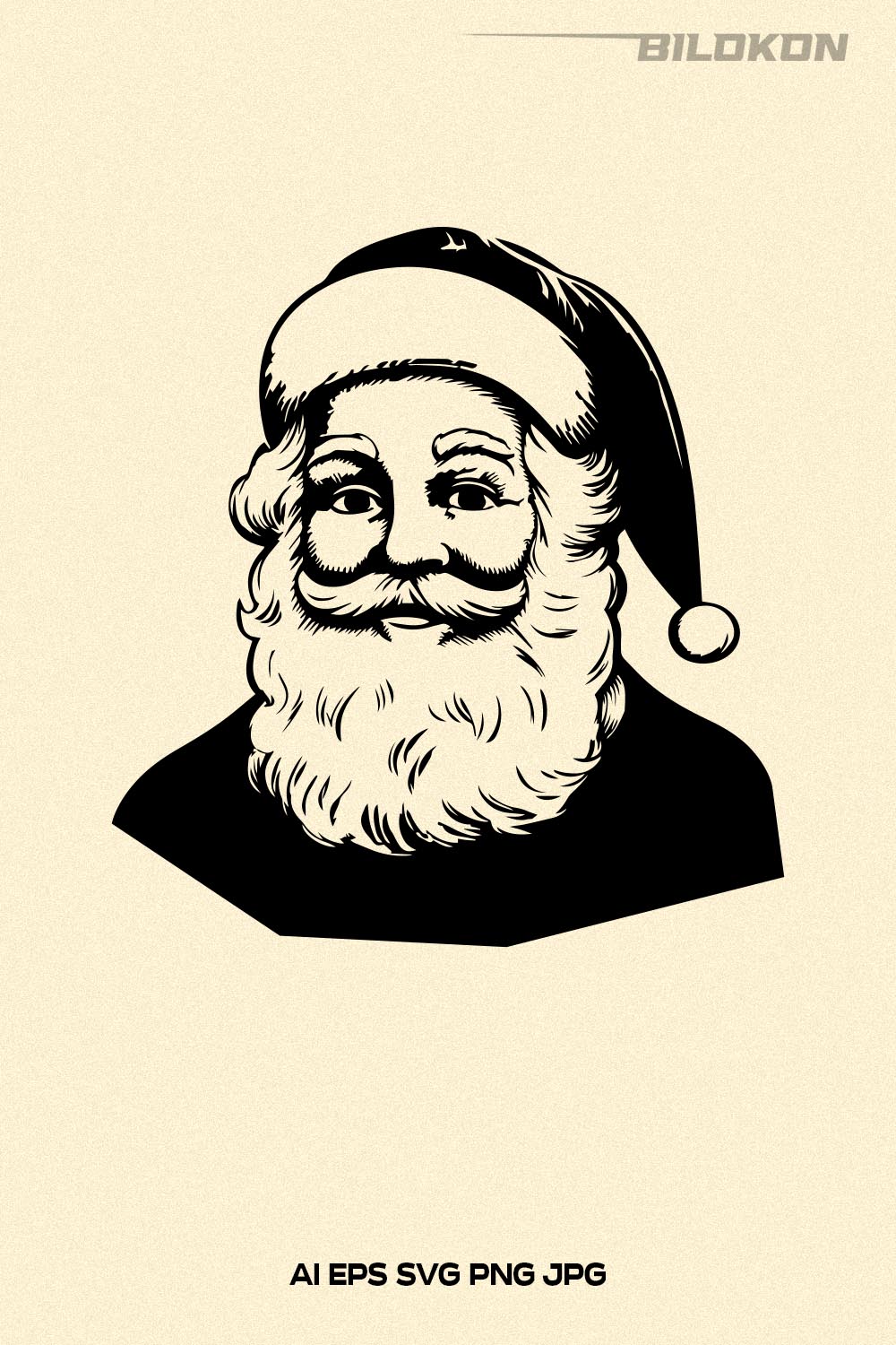 Retro Santa Claus, Santa Claus head SVG Vector pinterest preview image.