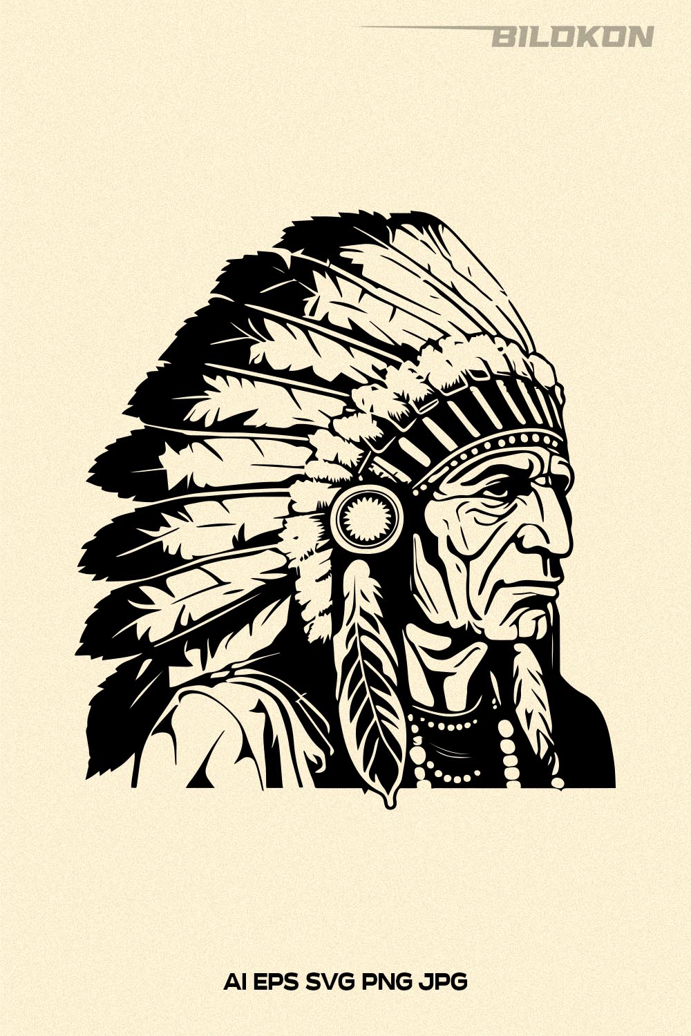 American Indian SVG, Native American, Indian logo SVG Vector pinterest preview image.