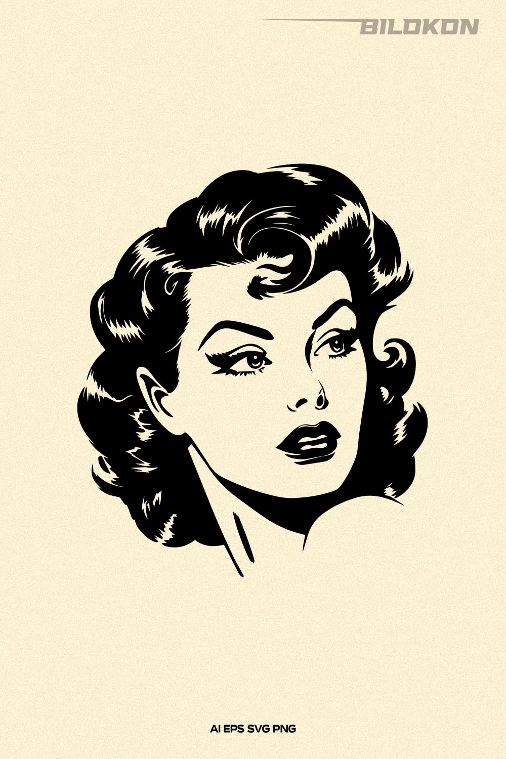 Retro Woman Head, Woman face SVG Vector pinterest preview image.