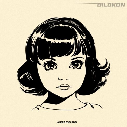 Retro Cute Girl, Little girl face SVG Vector cover image.