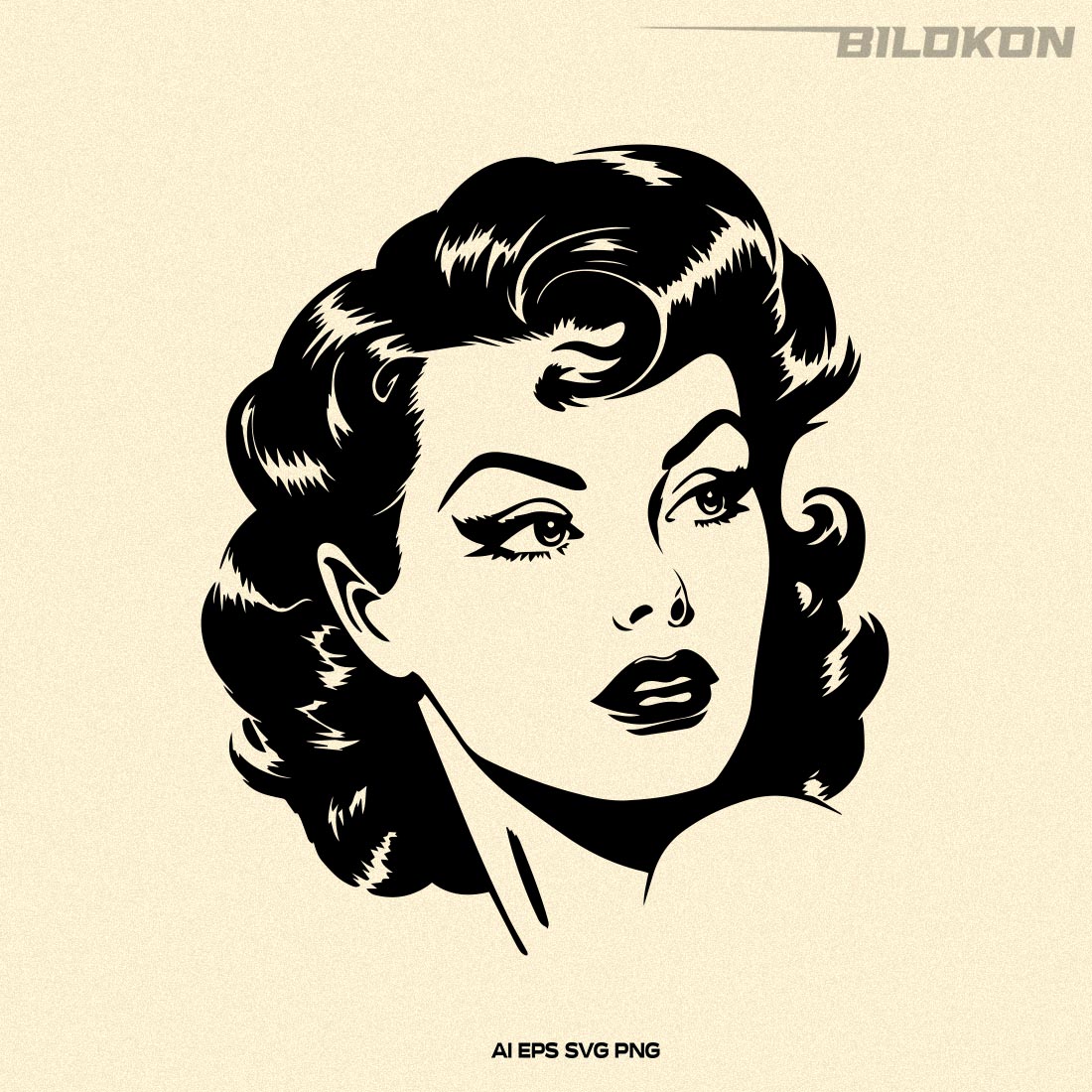 Retro Woman Head, Woman face SVG Vector preview image.