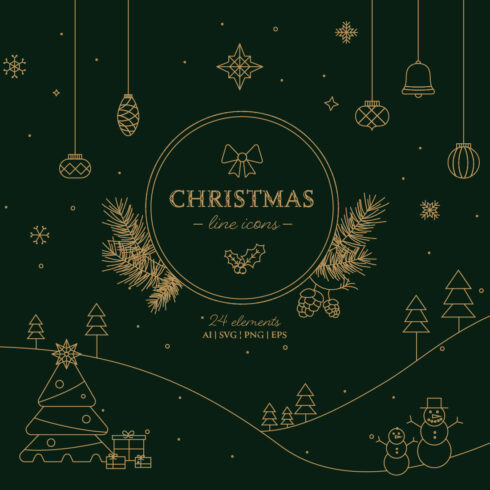 Minimal Christmas and Holiday Icon Set cover image.