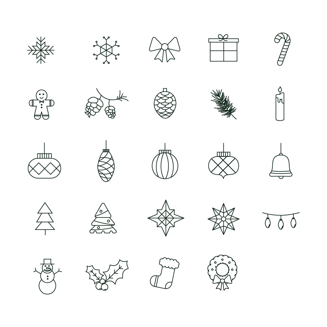 Minimal Christmas and Holiday Icon Set preview image.