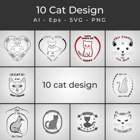 10 Cat Designs Bundle cover image.