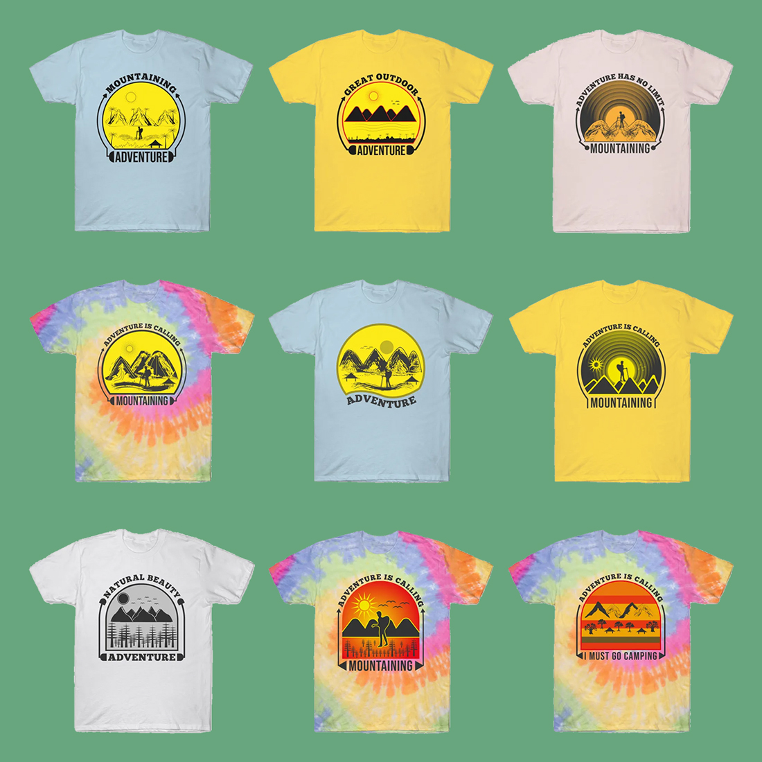10 Adventure T Shirt Designs Bundle preview image.