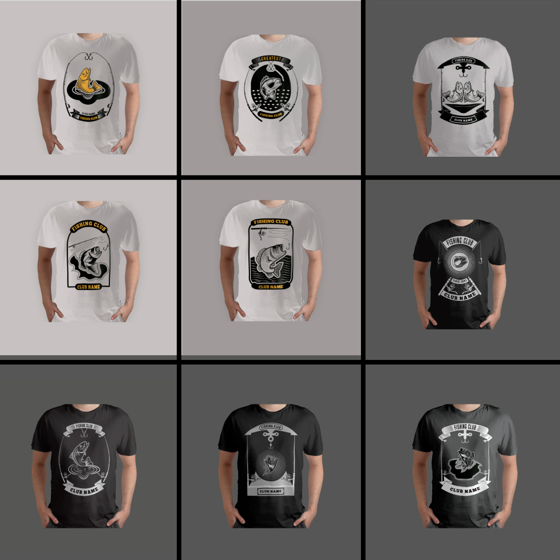 10 Fishing T Shirt Designs Bundle preview image.