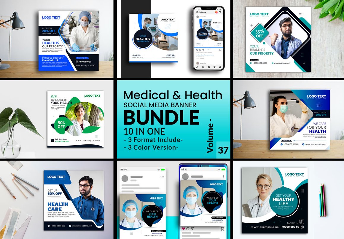 medical health social media banner bundle vl 37 112
