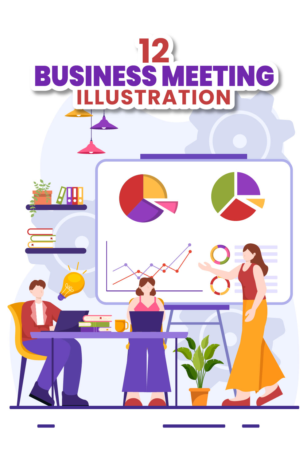 12 Business Meeting Illustration pinterest preview image.