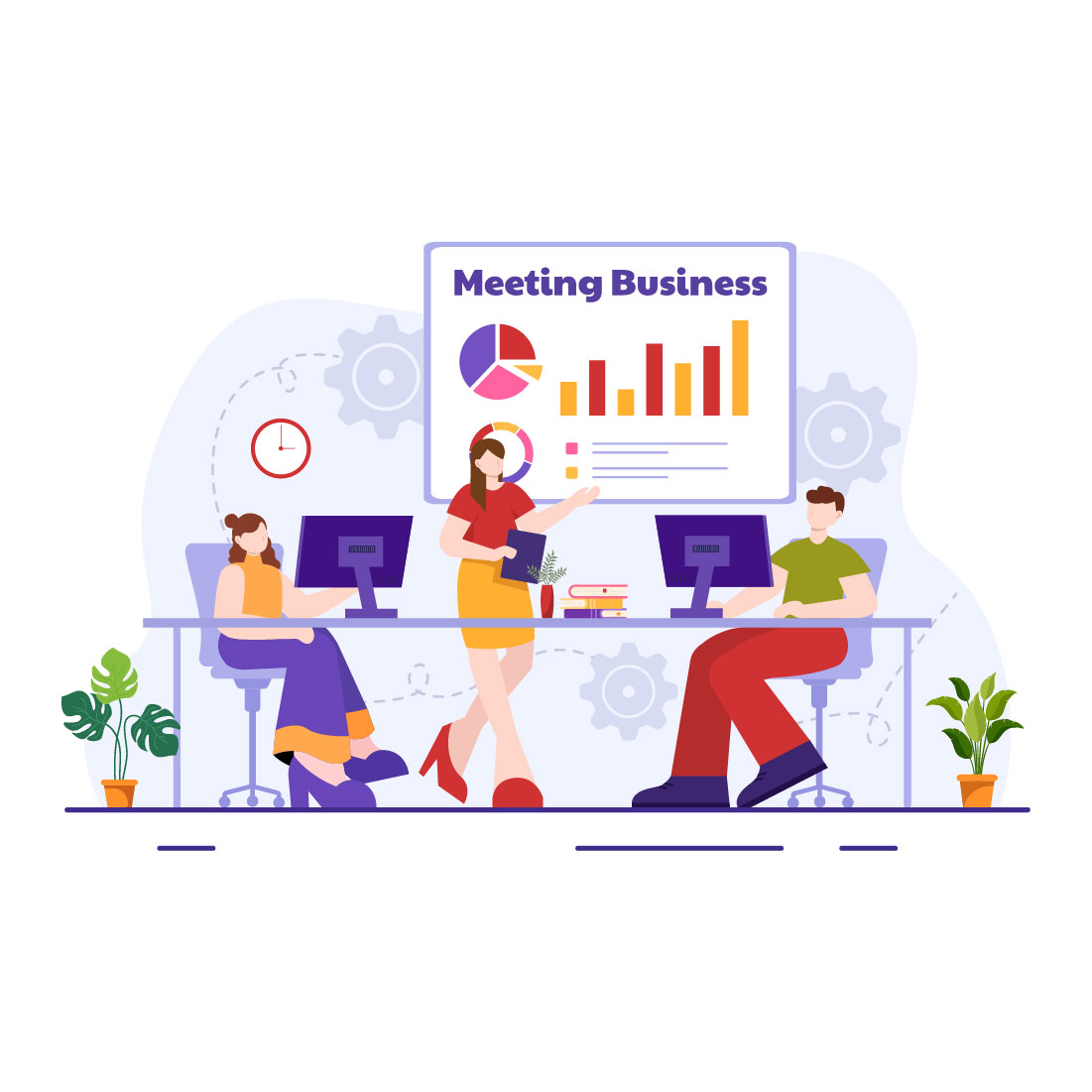 12 Business Meeting Illustration preview image.