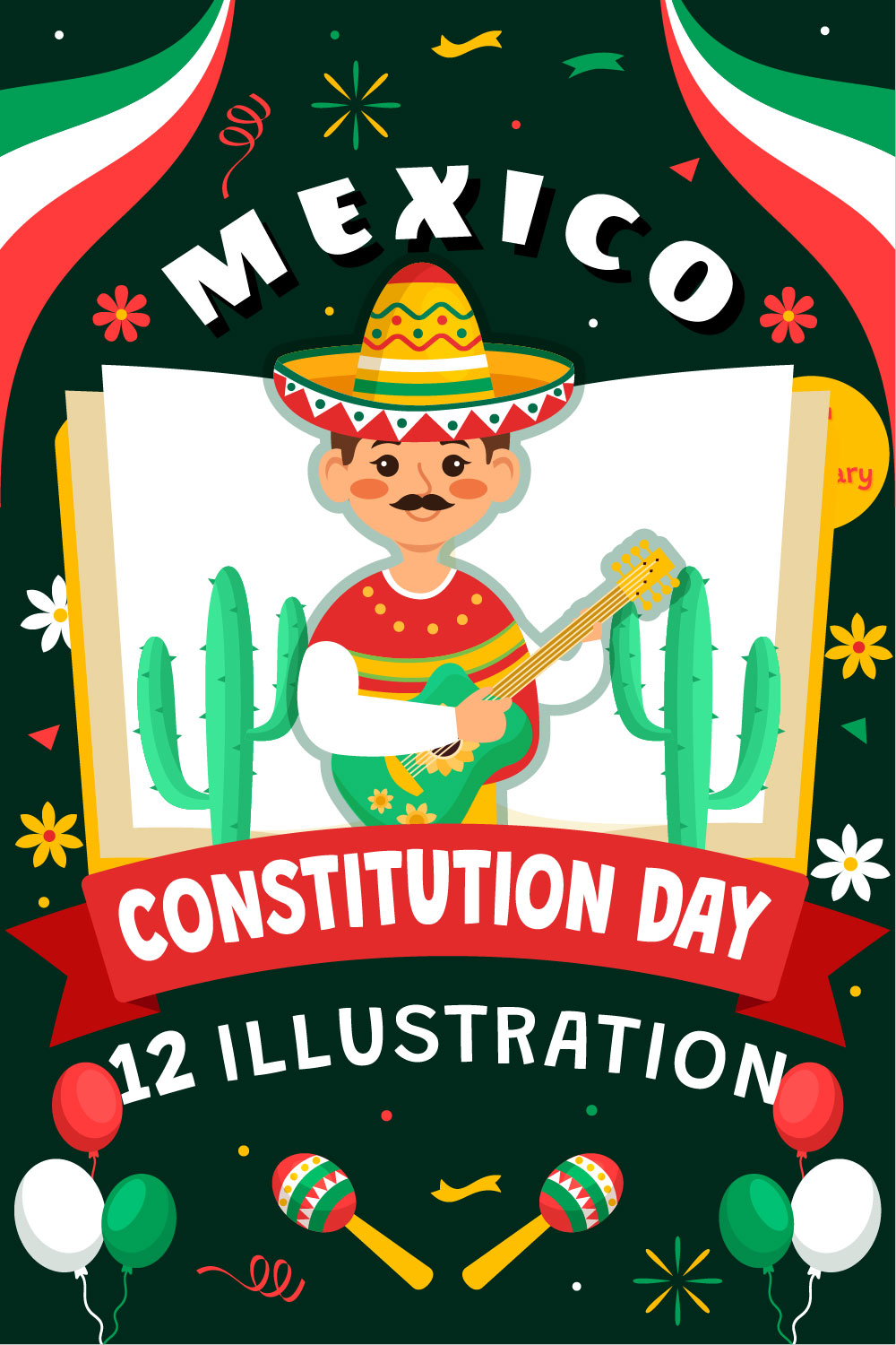 12 Constitution Day of Mexico Illustration pinterest preview image.