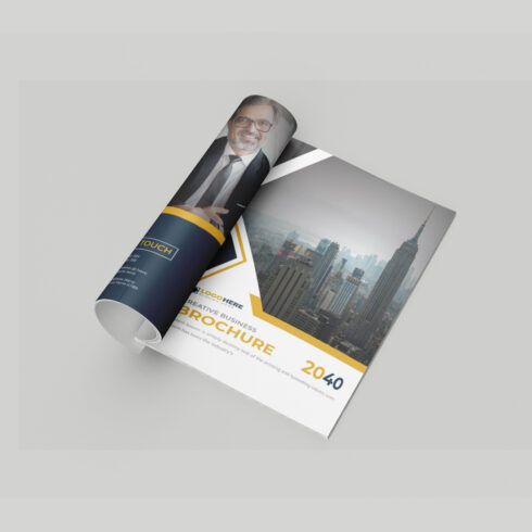 Creative Business bifold brochure and company profile template cover image.
