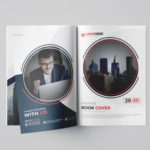 annual report front and back pages Company profile brochure template cover image.