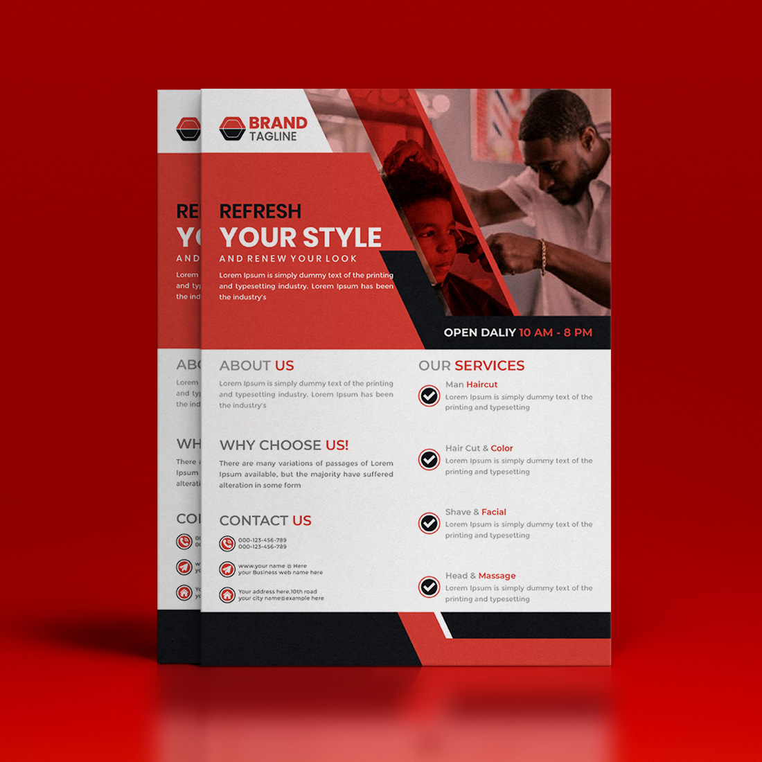 Modern Barbershop Business flyer template beauty salon Poster Design cover image.