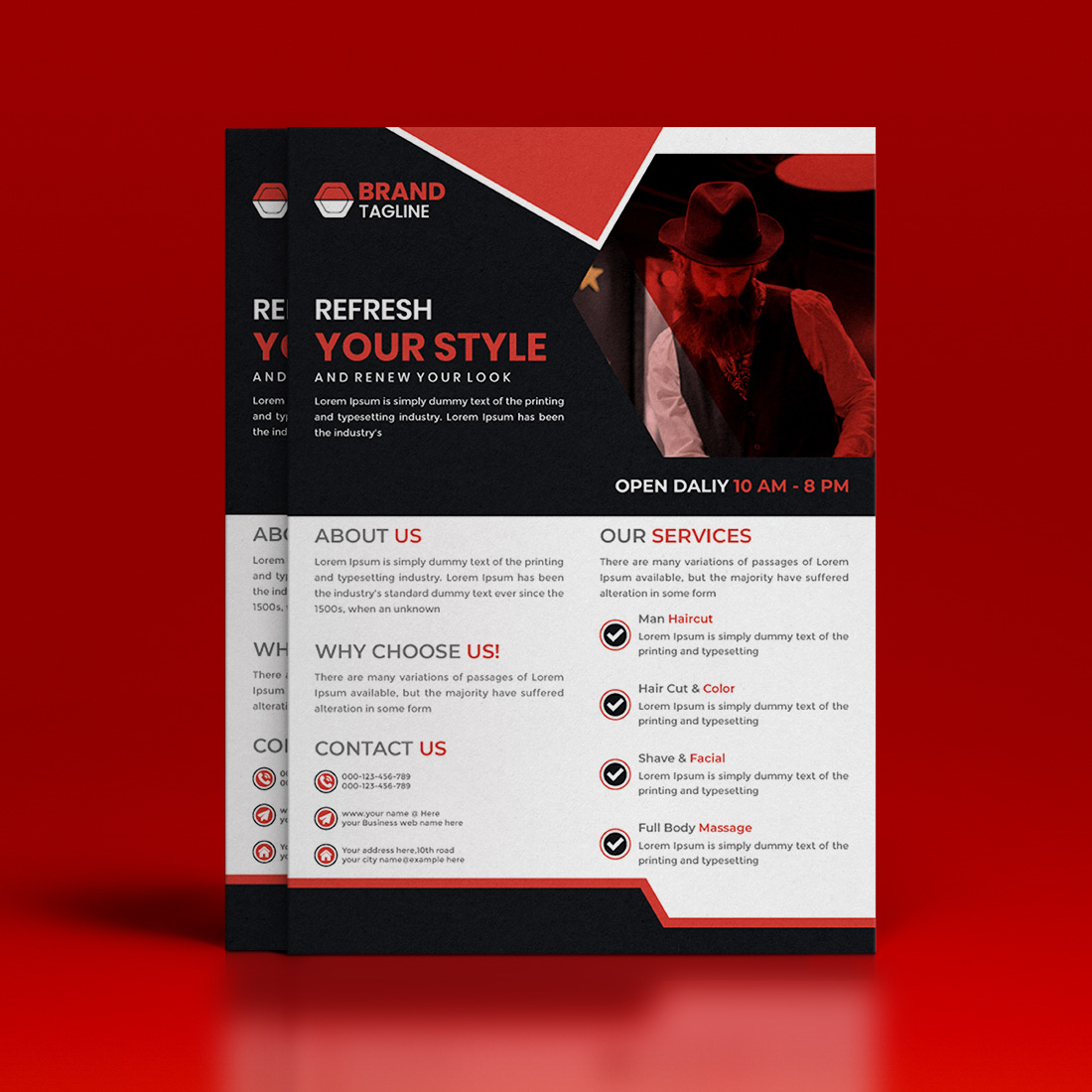 Modern Barbershop Business flyer template beauty salon Poster Design cover image.